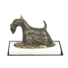  Skót terrier, aberdeeni terrier - kutyaszobor, fehér alapon készült figura, Art-Dog kutyakiállításra kiállított trófea