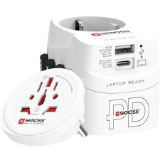 Skross Adapter, világutazóknak, 1xUSB-A, 1xUSB-C PD, 45W, USB-C kábel, SKROSS kábel és adapter