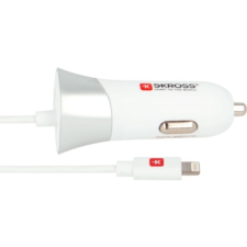 Skross Autós töltő 1xUSB kimenet 2.4A fix Lightning kábel fehér mobiltelefon kellék