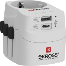 Skross PROLIGHTUSB-A-C USB/Type-C töltő bemenettel földelt világutazó adapter kábel és adapter