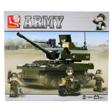 Sluban Army – Tank legénységgel, felderítő motorral építőjáték készlet barkácsolás, építés