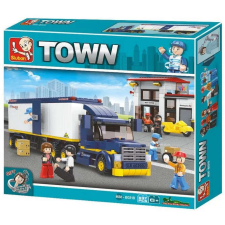 Sluban Town - Kék kamionos építőjáték készlet barkácsolás, építés