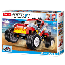 Sluban Town - Piros monster truck építőjáték készlet barkácsolás, építés