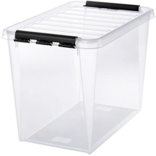 SMARTSTORE Mûanyag tárolódoboz, 61 liter, fekete fogantyúkkal, SMARTSTORE "Classic 65", átlátszó -... bútor