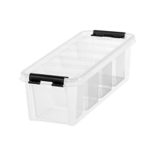 SMARTSTORE Mûanyag tárolódoboz, fekete fogantyúkkal, 4 rekeszes, SMARTSTORE "Classic 4", átlátszó -... bútor