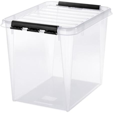 SMARTSTORE Műanyag tárolódoboz, 52 liter, fekete fogantyúkkal, SMARTSTORE  Classic 50 , átlátszó bútor