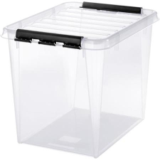 SMARTSTORE Műanyag tárolódoboz, 52 liter, fekete fogantyúkkal, SMARTSTORE Classic 50 , átlátszó bútor