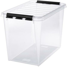 SMARTSTORE Műanyag tárolódoboz, 61 liter, fekete fogantyúkkal, SMARTSTORE "Classic 65", átlátszó bútor