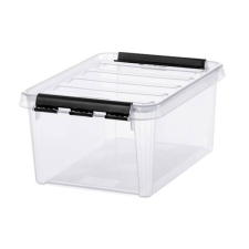 SMARTSTORE Műanyag tárolódoboz, 8 liter, fekete fogantyúkkal, SMARTSTORE "Classic 10", átlátszó bútor