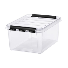 SMARTSTORE Műanyag tárolódoboz, 8 liter, fekete fogantyúkkal, SMARTSTORE "Classic 10", átlátszó bútor
