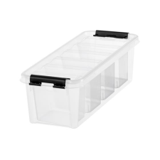 SMARTSTORE Műanyag tárolódoboz, fekete fogantyúkkal, 4 rekeszes, "Classic 4", átlátszó (CSDSMART41) (CSDSMART41) bútor