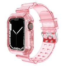 Smartwatcherz Átlátszó Szilikon Apple Watch Szíj és Tok - Halvány rózsaszín, 40/41/42mm okosóra kellék