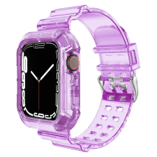 Smartwatcherz Átlátszó Szilikon Apple Watch Szíj és Tok - Lila, 44/45/46mm okosóra kellék