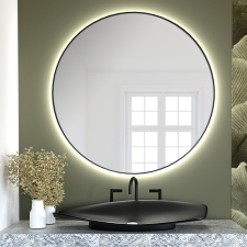 Smartwoods Bright tükör 50x50 cm kerek világítással fekete 5903003188773 fürdőszoba kiegészítő