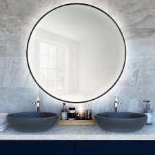 Smartwoods Bright tükör 90x90 cm kerek világítással fekete 5904107900414 fürdőszoba kiegészítő