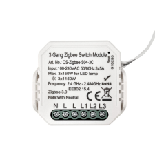 SMARTZILLA Tuya Zigbee kapcsoló mögé rejthető 3 csatornás kapcsoló okosító (N) okos kiegészítő