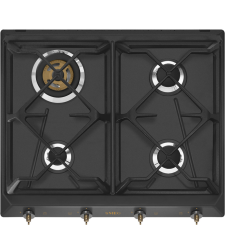 Smeg GÁZ FŐZŐLAP, Colonial design, 60 cm, 4 gázégő, antracit főzőlap