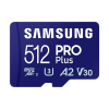 SMG PCC SAMSUNG Memóriakártya, PRO Plus microSDXC kártya 512GB, CLASS 10, UHS-I, U3, V30, A2, + Adapter, R180/W130