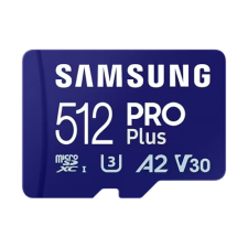SMG PCC SAMSUNG Memóriakártya, PRO Plus microSDXC kártya 512GB, CLASS 10, UHS-I, U3, V30, A2, + Adapter, R180/W130 memóriakártya