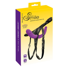  SMILE - felcsatolható dupla dildó alsóval (lila-fekete) felcsatolható eszközök