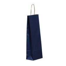 Sodrott füles italtasak, italtartó papírtáska 14x39+8 cm kék ajándéktasak