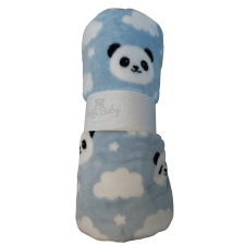  Soffi Baby takaró plüss dupla kék fehér pandapofi 75x100cm babaágynemű, babapléd
