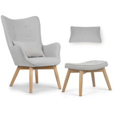 SOFOTEL Skandináv stílusú szárnyas szék lábtartóval, világosszürke - Sofotel bútor