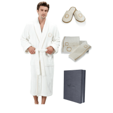 Soft Cotton SEHZADE férfi fürdőköpeny ajándákcsomagolásban + törölköző + papucsok L + papucs (42/44) + törölköző férfi papucs