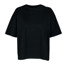 SOL'S BOXY organikus, széles fazonú Női rövid ujjú póló SO03807, Deep Black-L