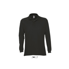 SOL'S Férfi STAR hosszú ujjú galléros pamut póló, SOL'S SO11328, Black-2XL