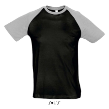 SOL&#039;S FUNKY raglános kétszínű férfi rövid ujjú póló SO11190, Black/Grey Melange-XL férfi póló