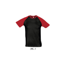 SOL'S FUNKY raglános kétszínű férfi rövid ujjú póló SO11190, Black/Red-M