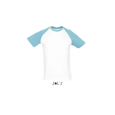 SOL'S FUNKY raglános kétszínű férfi rövid ujjú póló SO11190, White/Atoll Blue-L