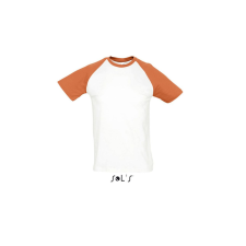 SOL&#039;S FUNKY raglános kétszínű férfi rövid ujjú póló SO11190, White/Orange-S férfi póló