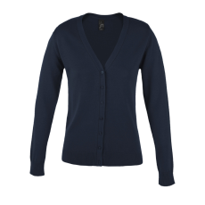 SOL'S GOLDEN elől gombos, kötött Női V-nyakú kardigán SO90012, Navy-L