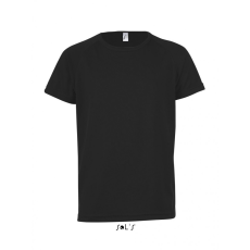 SOL'S Gyerek póló SOL'S SO01166 Sol'S Sporty Kids - Raglan-Sleeved T-Shirt -10A, Black
