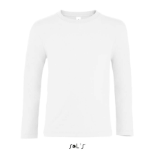 SOL'S IMPERIAL gyerek hosszú ujjú környakas póló SO02947, White-12A gyerek póló