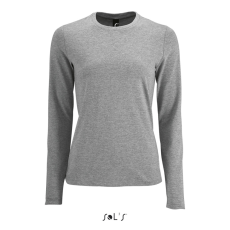SOL'S IMPERIAL Női hosszú ujjú környakas pamut póló SO02075, Grey Melange-L