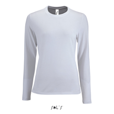SOL'S IMPERIAL Női hosszú ujjú környakas pamut póló SO02075, White-2XL