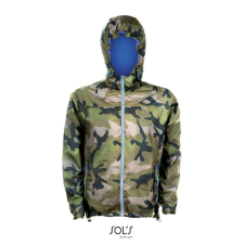 SOL&#039;S kapucnis bélelt széldzseki SO01171, Camo/Royal blue-M férfi kabát, dzseki