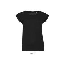 SOL'S MELBA kereknyakú Női pamut póló SO01406, Deep Black-L női póló