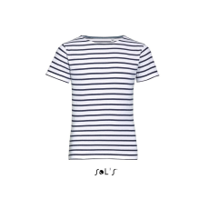 SOL'S MILES tengerészcsíkos gyerek pamut póló SO01400, White/Navy-10A