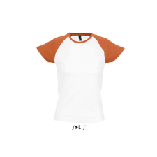 SOL&#039;S MILKY raglános kétszínű Nöi rövid ujjú póló SO11195, White/Orange-L női póló
