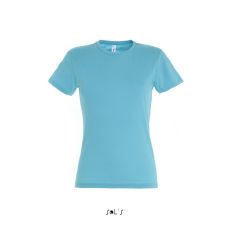 SOL'S MISS Női kereknyakú rövid ujjú pamut póló SO11386, Atoll Blue-S