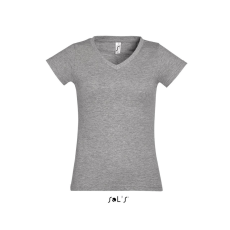 SOL'S MOON Női V-nyakú rövid ujjú pamut póló SO11388, Grey Melange-L