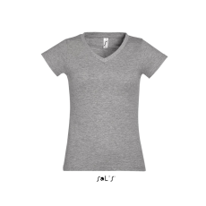 SOL'S MOON Női V-nyakú rövid ujjú pamut póló SO11388, Grey Melange-XL