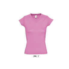 SOL'S MOON Női V-nyakú rövid ujjú pamut póló SO11388, Orchid Pink-XL