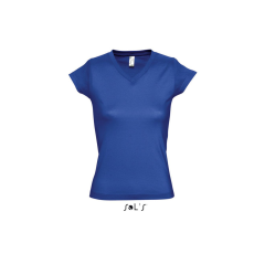 SOL'S MOON Női V-nyakú rövid ujjú pamut póló SO11388, Royal Blue-2XL