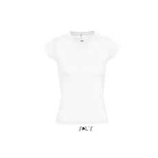 SOL'S MOON Női V-nyakú rövid ujjú pamut póló SO11388, White-XL