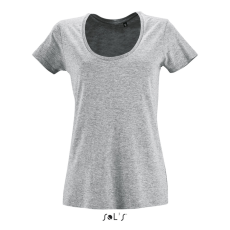 SOL'S Női rövid ujjú környakas póló mély dekoltázzsal SO02079, Grey Melange-XL